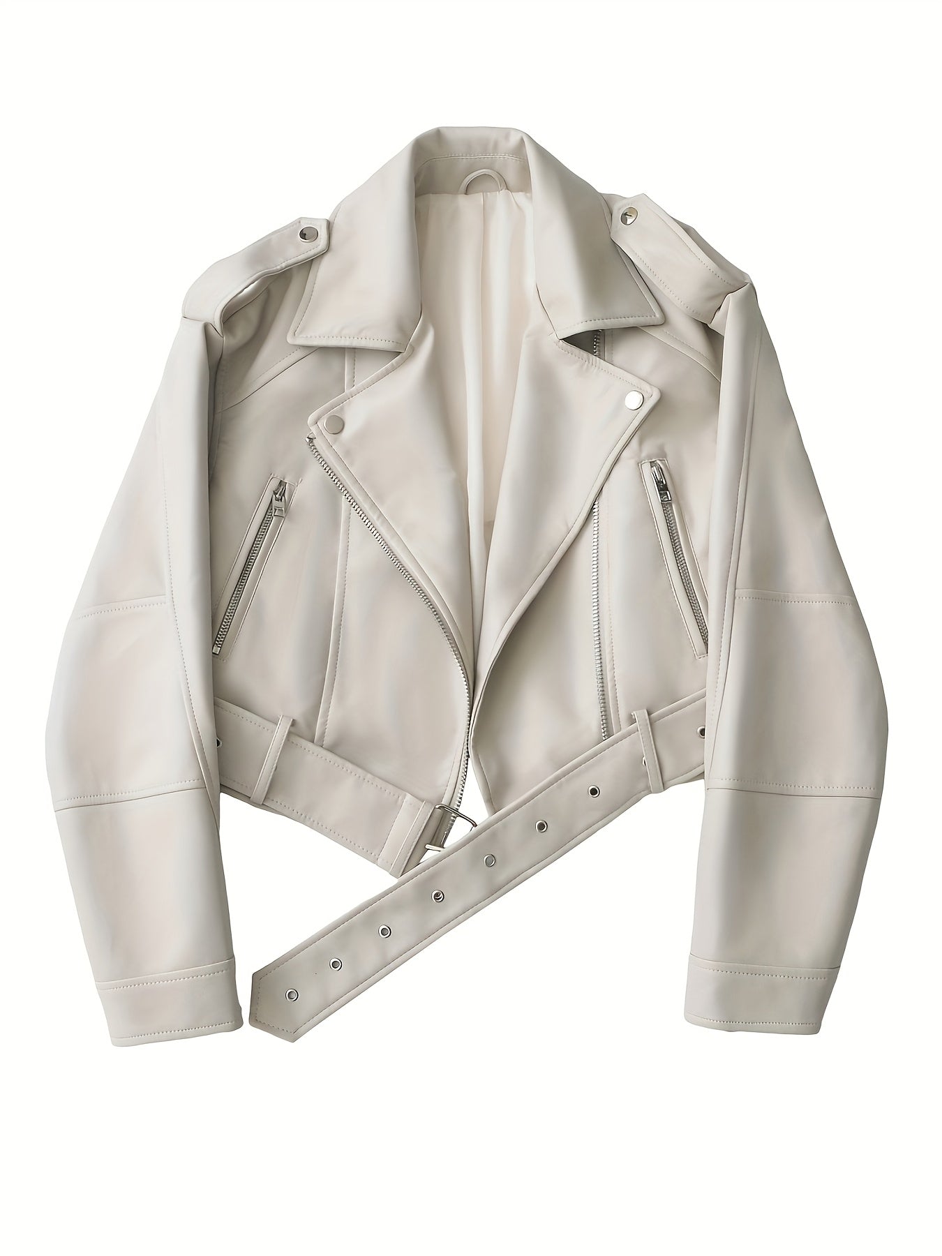 DAMES FAUX LEATHER BIKER JAS