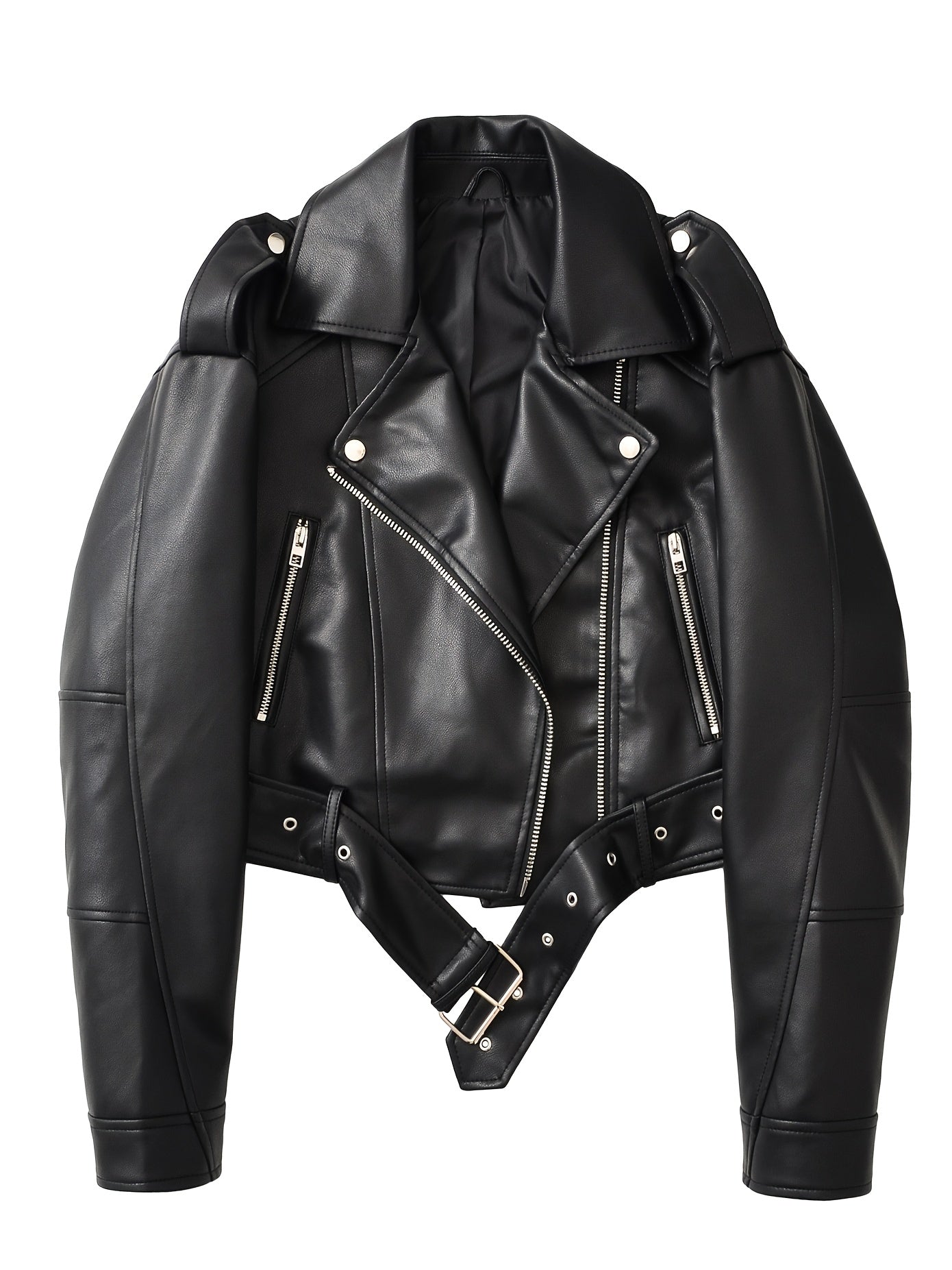DAMES FAUX LEATHER BIKER JAS