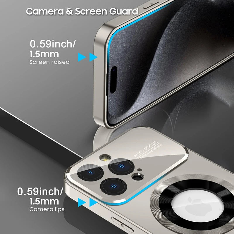 IPHONE MAGSAFE LUXURY GLASS CAMERA CASE