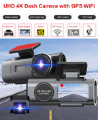 4K UHD DASHCAM MET WIFI & GPS (NIGHT VISION, 24U PARKING MODE)