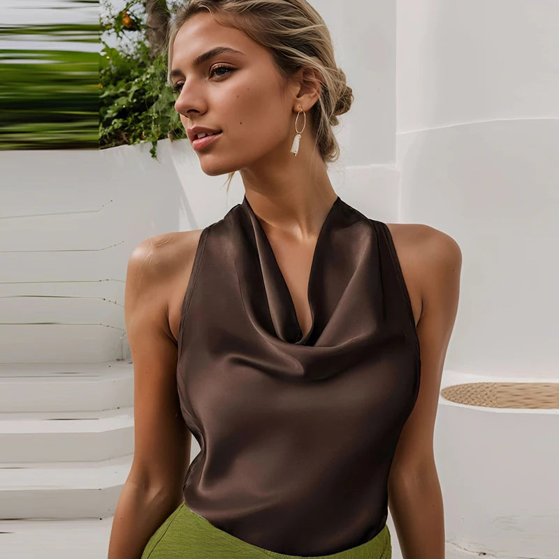 HALTER SATIN CORSET TOP (BACKLESS)