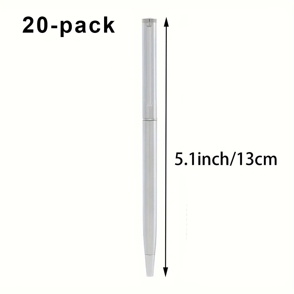 SET OF 20 STAINLESS STEEL BALLPOINT PENNEN