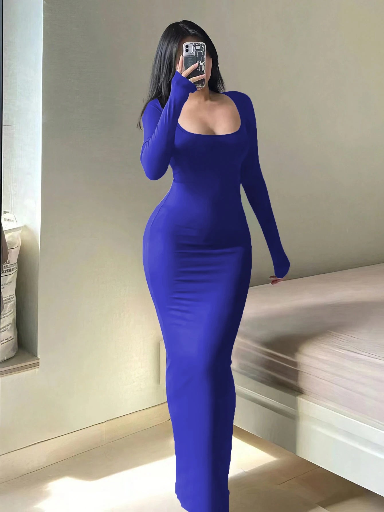 LONG SLEEVE BODYCON MAXI DRESS