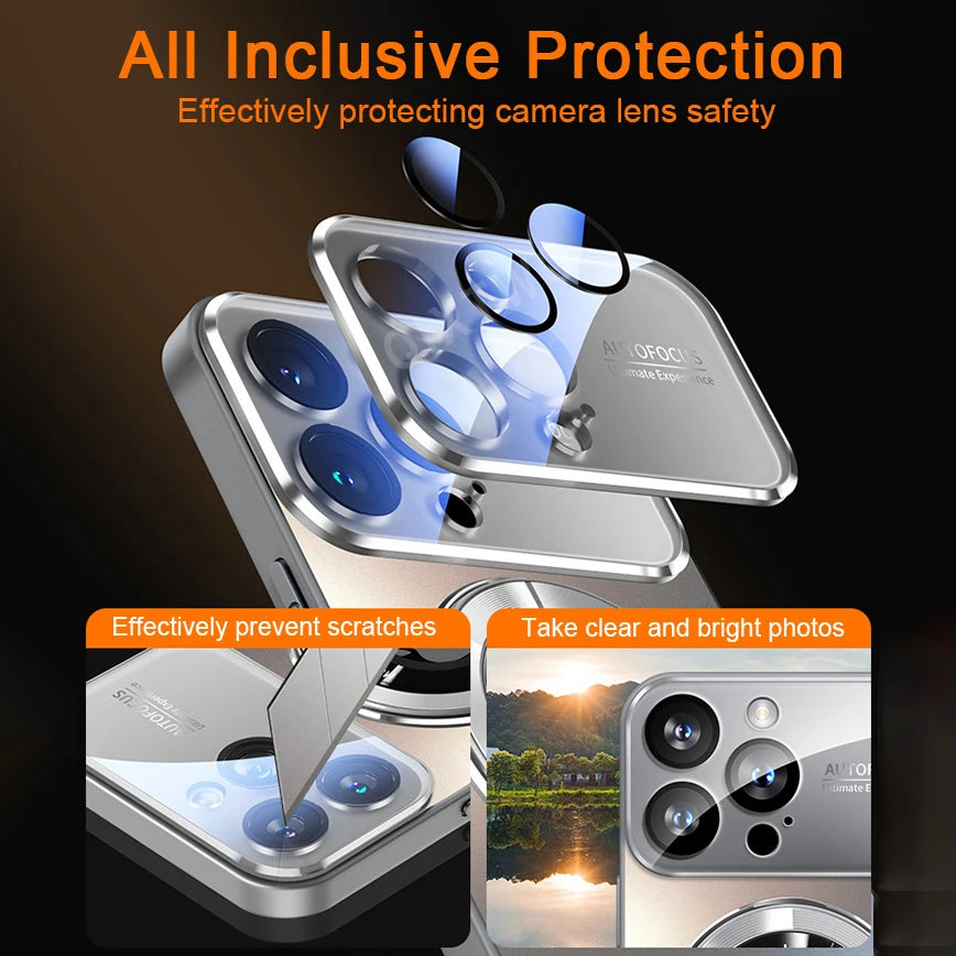 IPHONE MAGSAFE LUXURY GLASS CAMERA CASE
