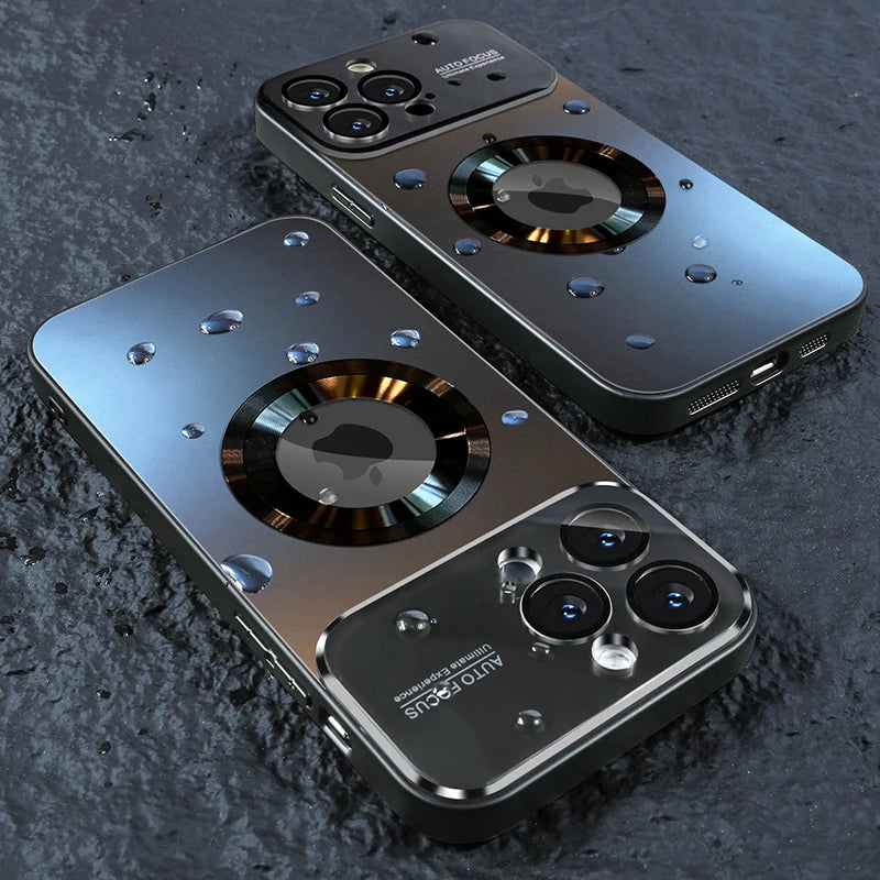 IPHONE MAGSAFE LUXURY GLASS CAMERA CASE