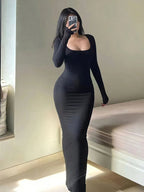 LONG SLEEVE BODYCON MAXI DRESS