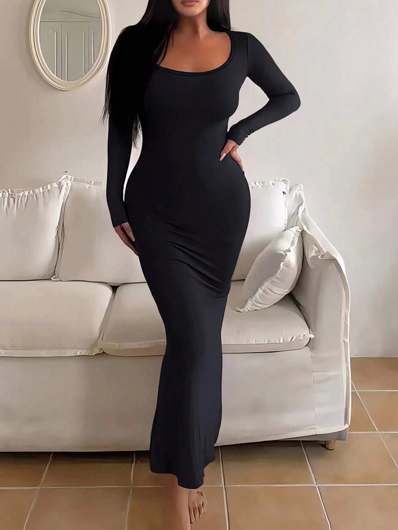 LONG SLEEVE BODYCON MAXI DRESS