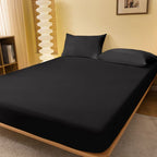 SOLID MATTE FITTED BEDSHEET (ZWART)