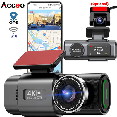 4K UHD DASHCAM MET WIFI & GPS (NIGHT VISION, 24U PARKING MODE)