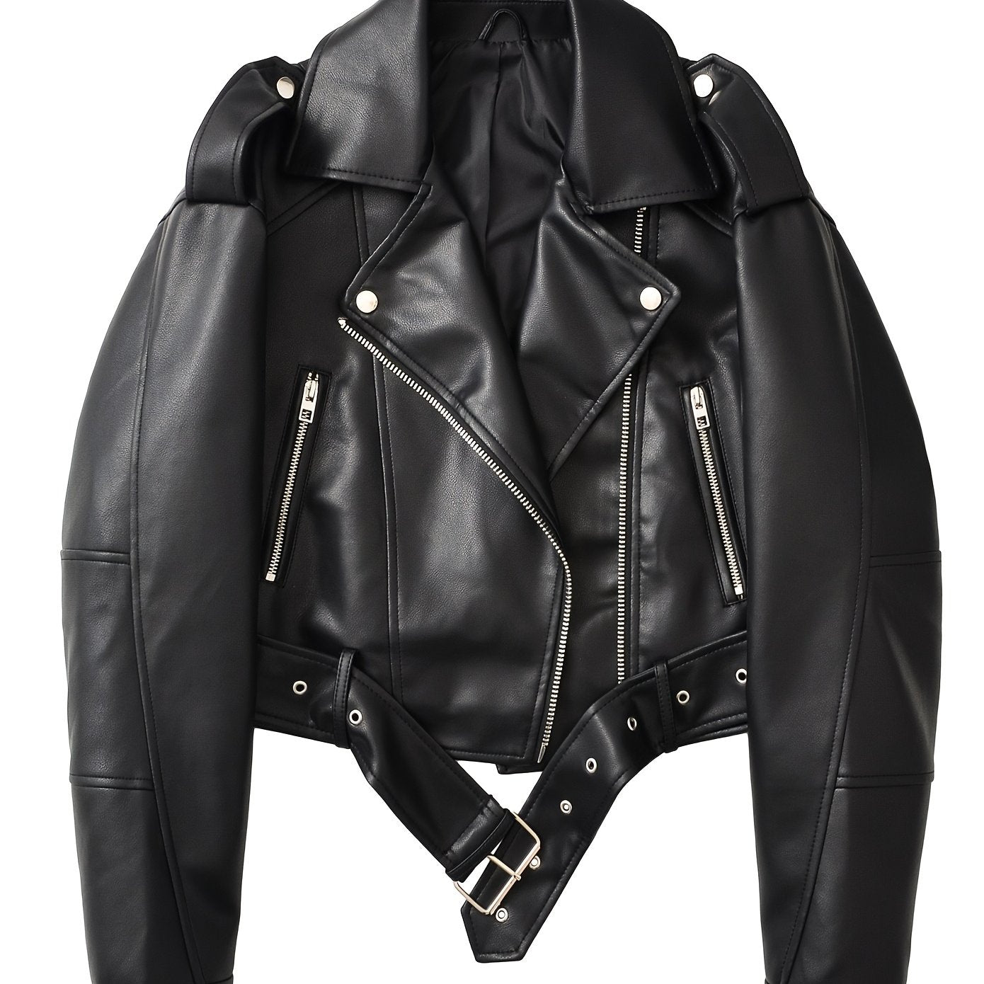 DAMES FAUX LEATHER BIKER JAS