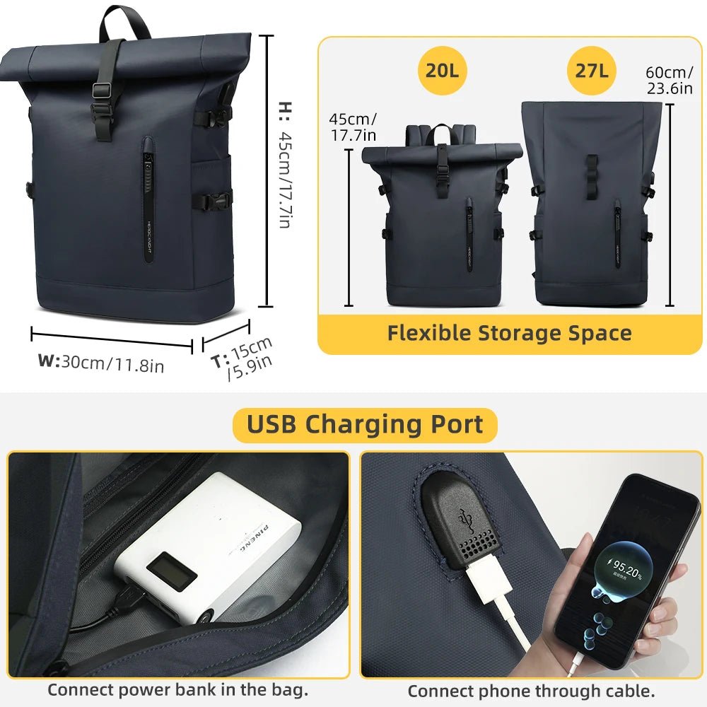 SOS STORE | ROLLTOP RUGZAK MET USB - POORT - SOS STORE