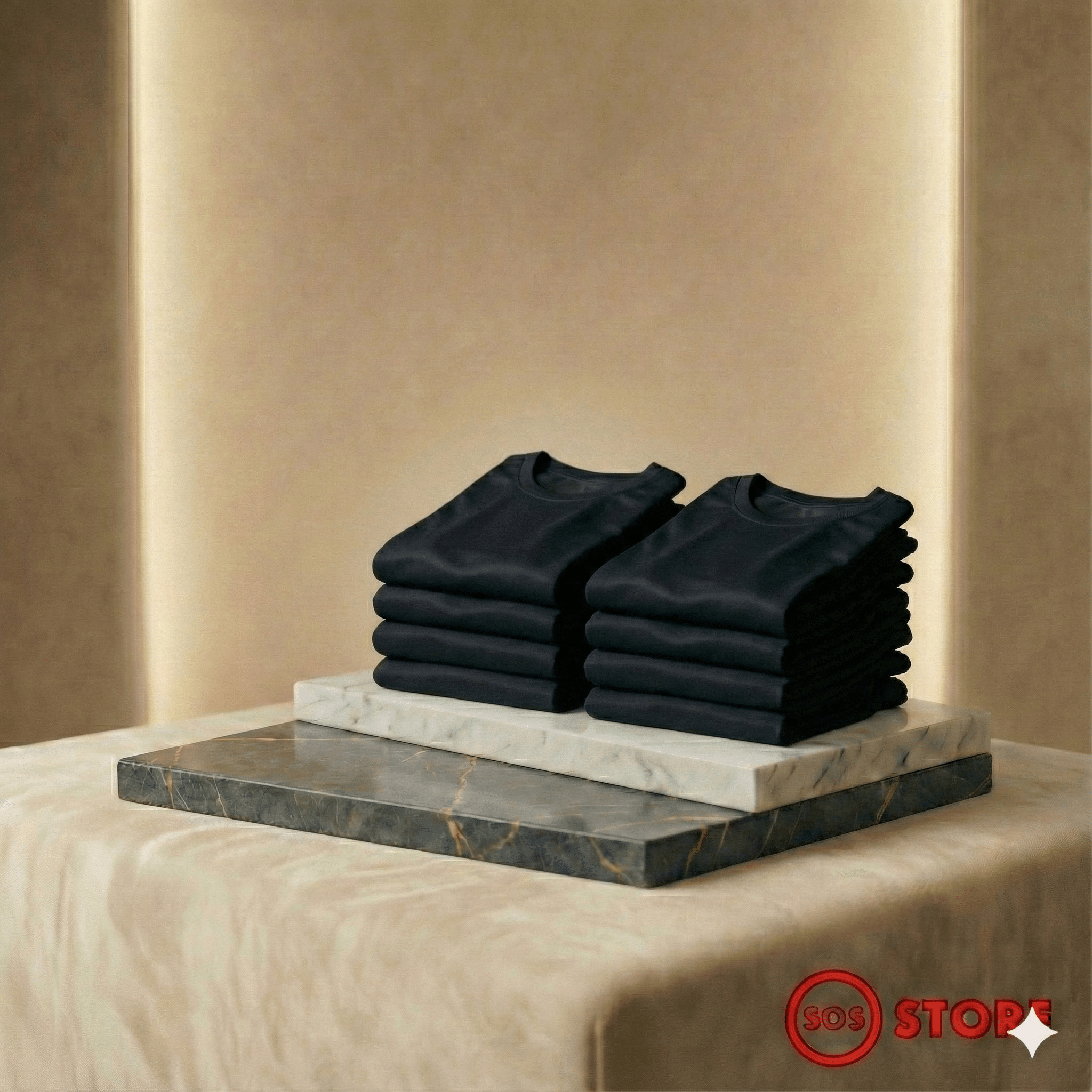 SOS STORE T-Shirt 4 - Stuks | Polyester | Zwart - SOS STORE