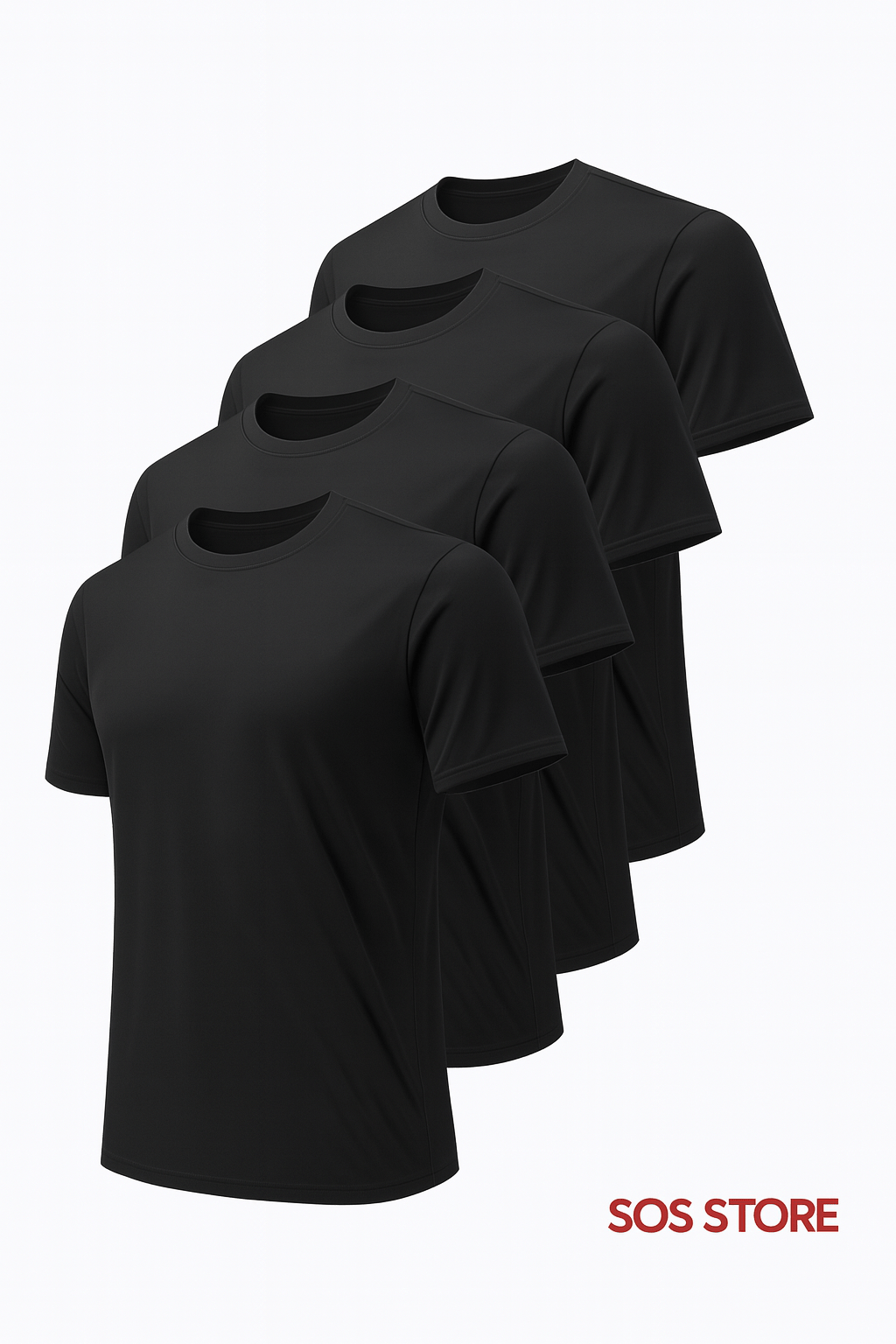 SOS STORE T-Shirt 4 - Stuks | Polyester | Zwart - SOS STORE